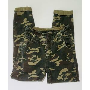 ALMOST FAMOUS Women's Green Camouflage Stretch Waist Straight Leg Pants Sz S